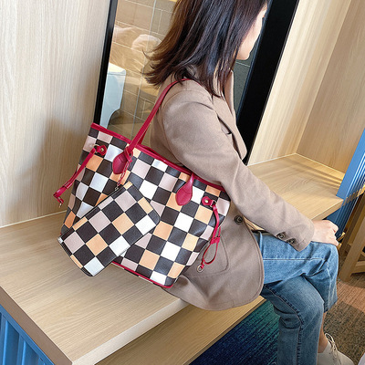 2020新款格子特包购物袋单肩手提包双面子母女包时尚大包厂家直销|ms