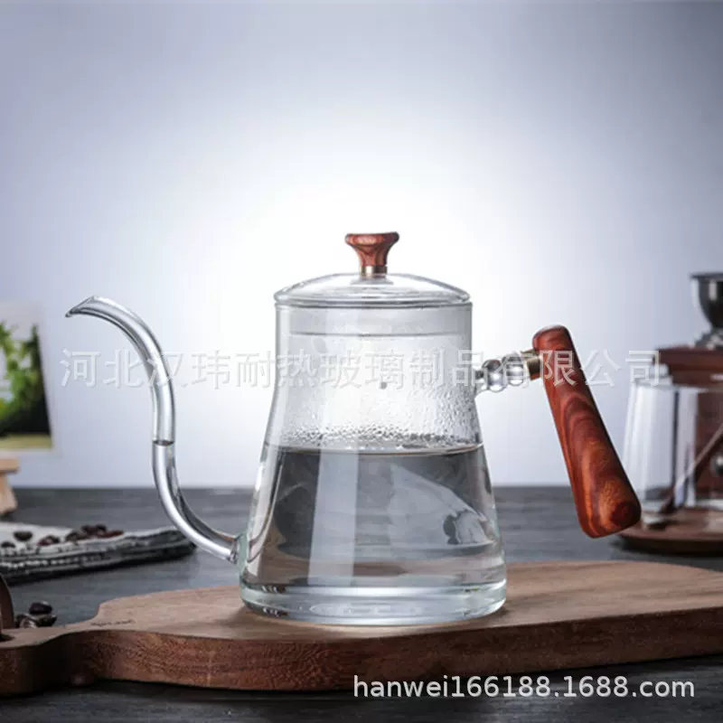 耐热玻璃咖啡手冲壶 咖啡壶套装细嘴壶600ML玻璃咖啡壶家用挂耳壶