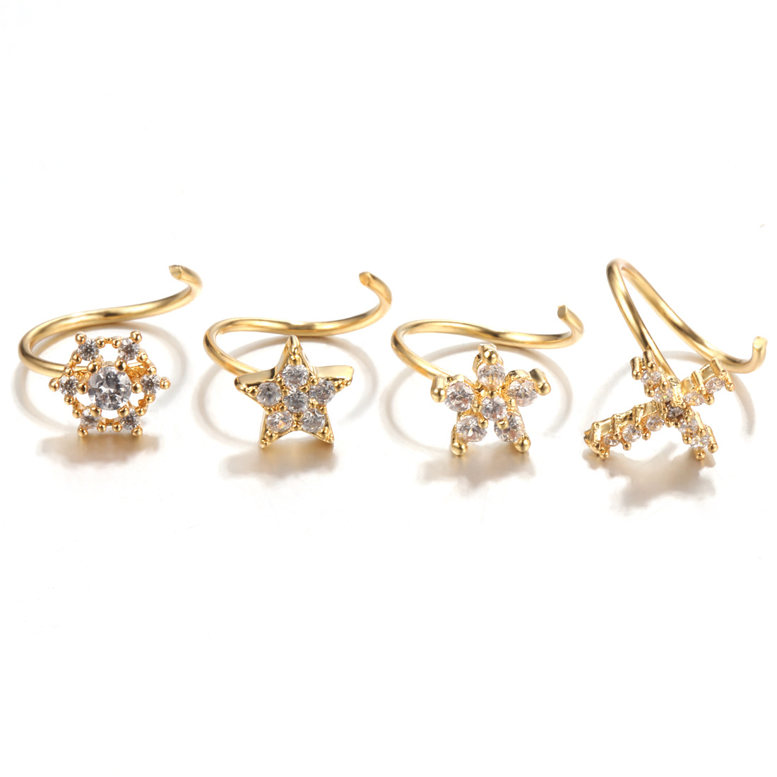 Fashion Cross Star Brass Inlay Zircon Nose Ring 1 Piece