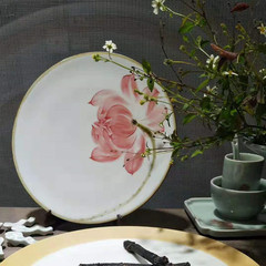 日式復古家用餐具飯碗平盤大魚盤景德鎮陶瓷手繪釉下五彩系列套裝