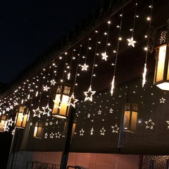 Five-pointed star LED curtain light, indoor room decoration light, wedding and birthday remote control curtain light string with tail plug