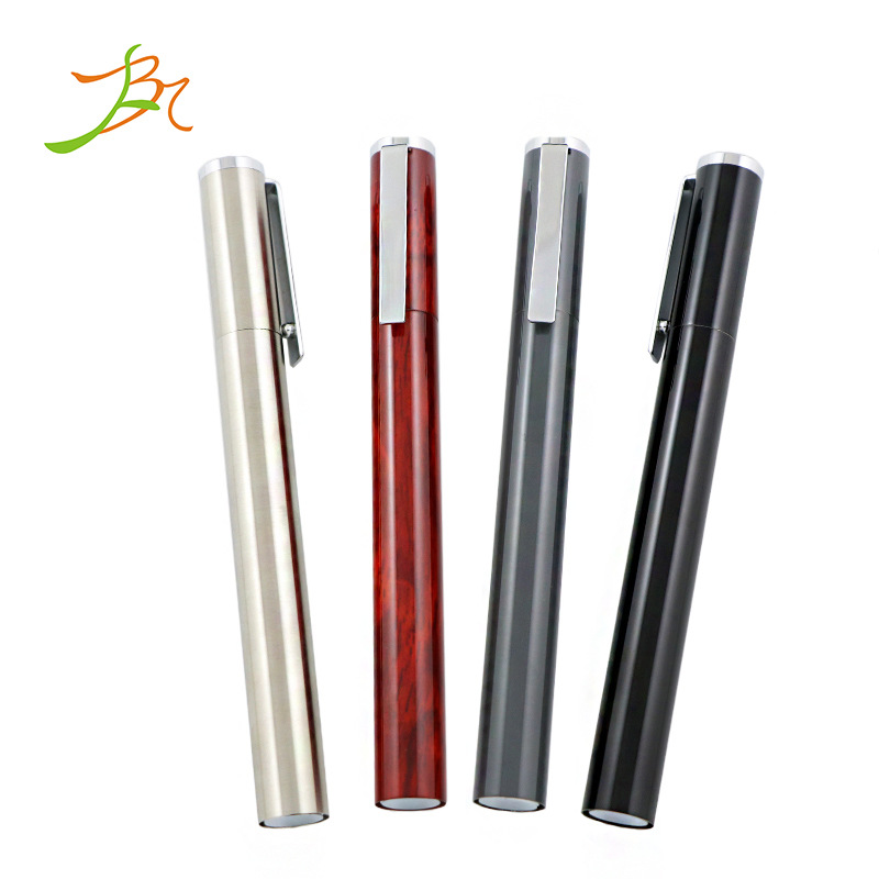 平面笔夹激光印刷logo直筒圆管金属签字 圆柱形不锈钢水性宝珠笔