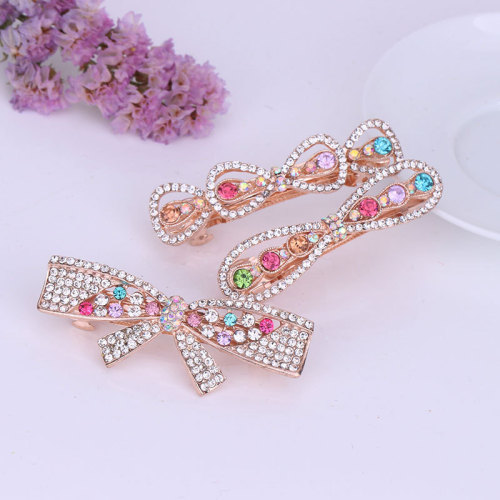 Hair clip hairpin for women girls hair accessories Small Rhinestone bow hairpin headdress women versatile hairpin top clip