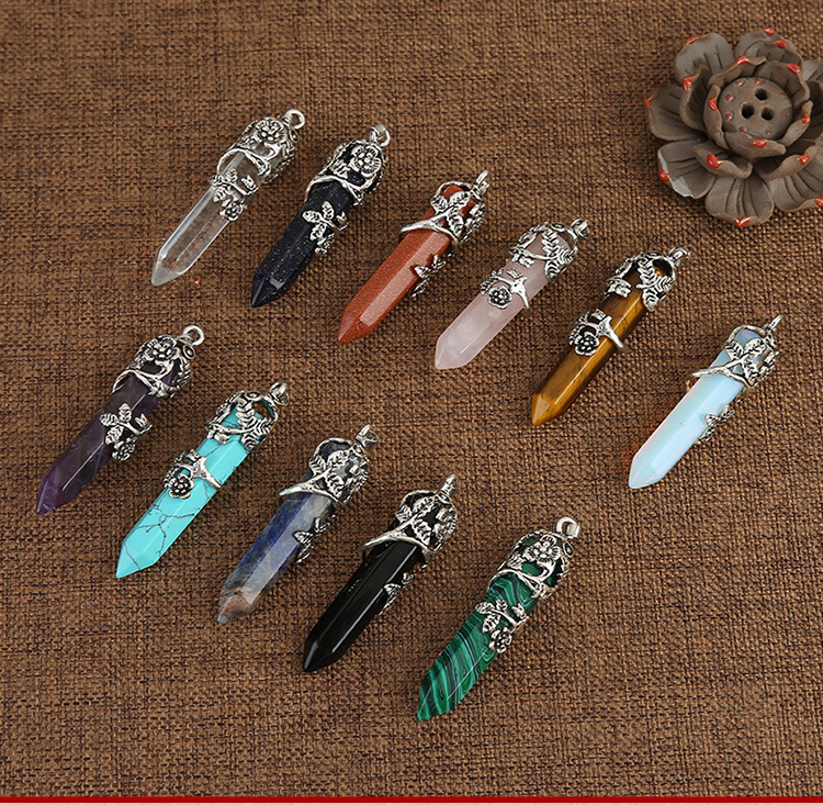 Ethnic Style Hexagon prism Flower natural stone Plating Jewelry Accessories 1 Piece