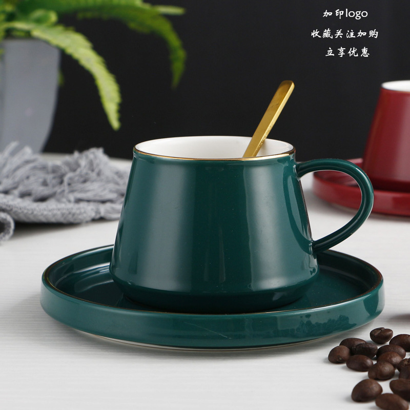 fashion originality Phnom Penh ceramics Coffee cup and saucer suit Magic Red Peacock green Mug gift customized
