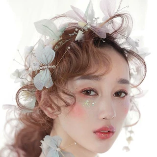 新娘头饰森系仙美新款蜻蜓发箍发带韩式结婚婚纱礼服配饰