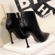 663-2 European and American retro simple winter short boots slim heel super high-heel pointed sexy nightclub slim boots