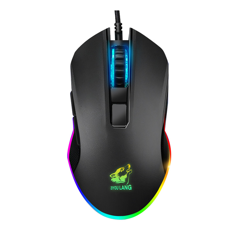跨境自由狼V1游戏鼠标有线宏定义电竞发光电脑机械鼠标mouse