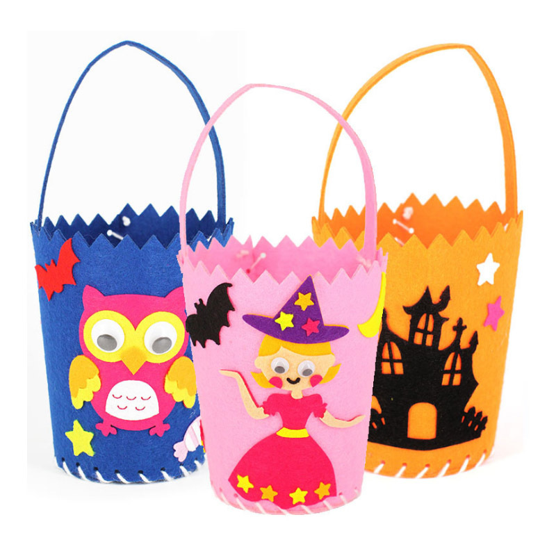 Paquete de material hecho a mano de bricolaje hecho a mano de Halloween hecho en casa de tela no tejida bolsa de calabaza Portátil Bolsa de regalo bolsa de dulces