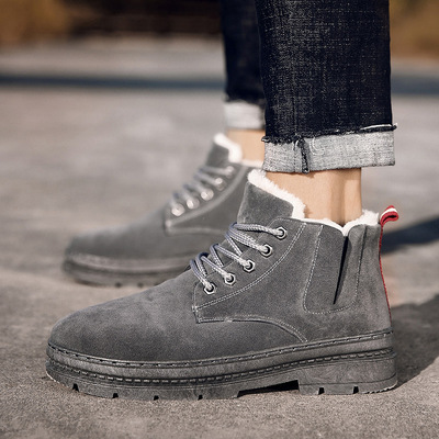 速賣通冬季2019新款加絨保暖棉鞋男韓版潮流馬丁靴百搭棉靴雪地靴