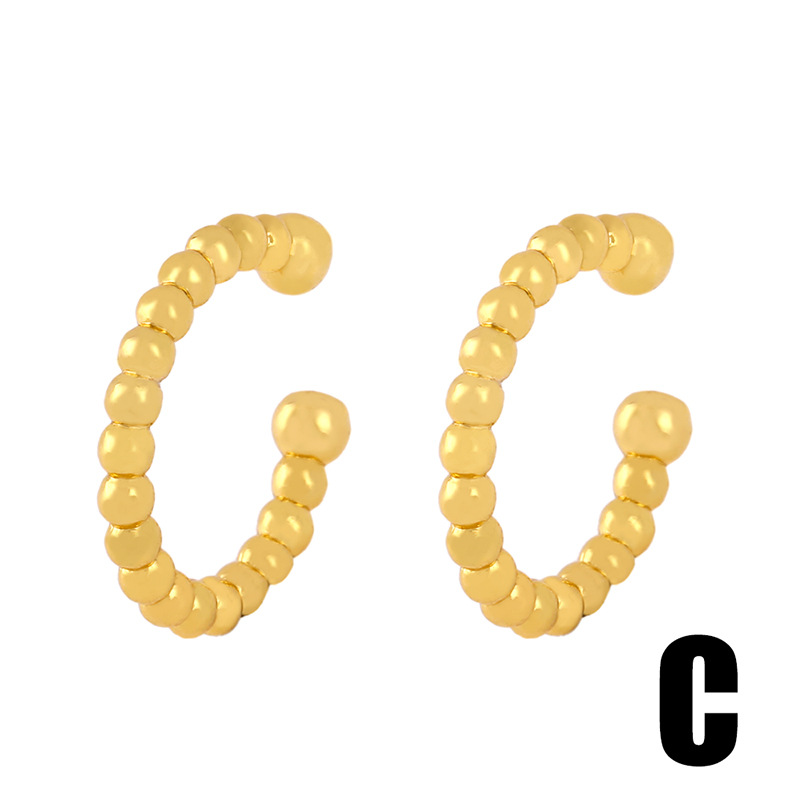 Creative C-shaped Ear Clip Earrings Colored Zircon Ear Pierced Ear Clips display picture 4