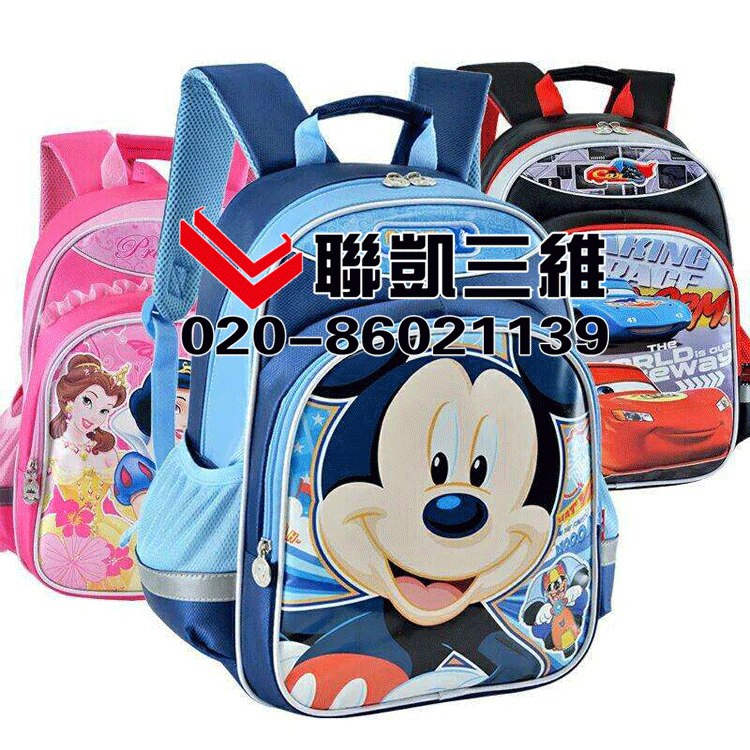 厂家印刷 3D变图卡通书包面烫印 三维胶印立体箱包面料 定制