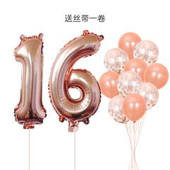 Boys and Girls 16th Sweet Birthday Decor Rose Gold Balloon Set Sweet 16 Aluminum Foil Balloons