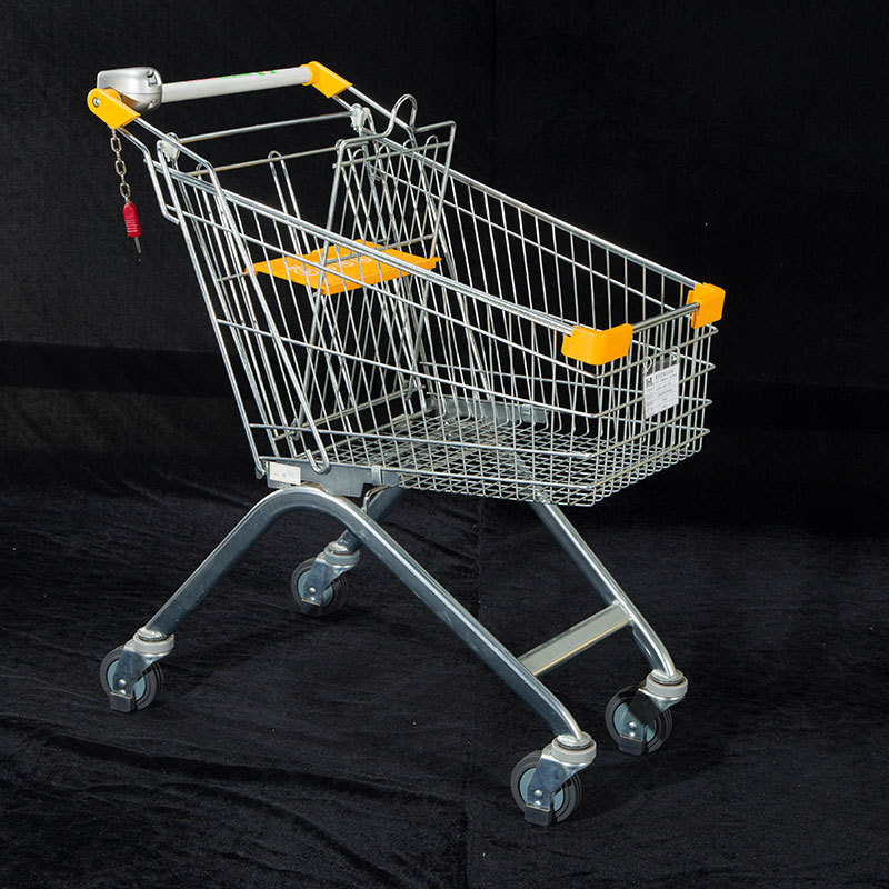 厂家直销带凳子超市手推车加粗折叠购物车 家用商场超市购物车