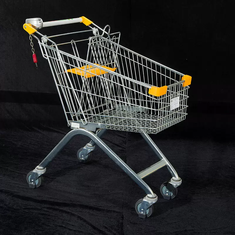 厂家直销带凳子超市手推车加粗折叠购物车 家用商场超市购物车