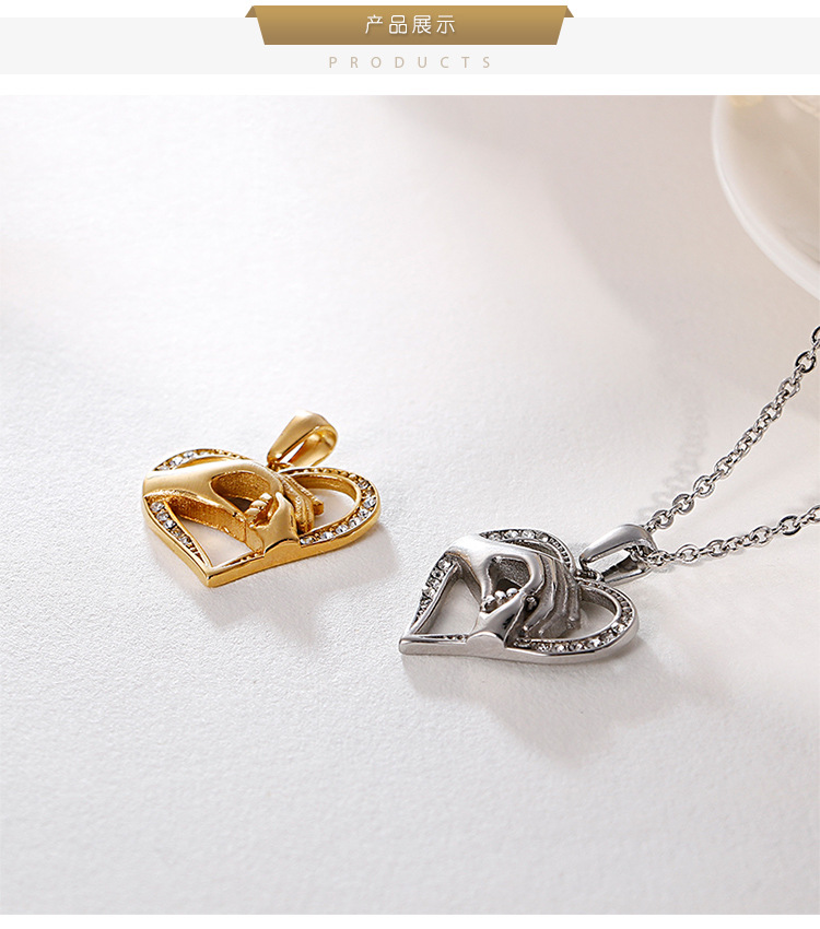 Fashion Big Hand Holding Small Hand Heart-shaped Pendant Wholesale Nihaojewelry display picture 3