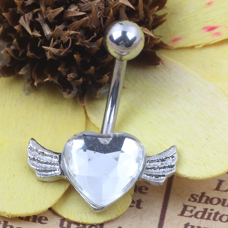 2015 Amazon Hot Selling Angel Heart-Shaped Wings Cute Navel Ring Navel Piercing Jewelry detail image 9