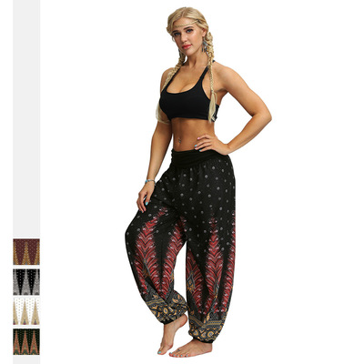 Yoga pants for women Thailand Indonesia feather digital print loose large wide leg pants Sports Dance Yoga lantern pants