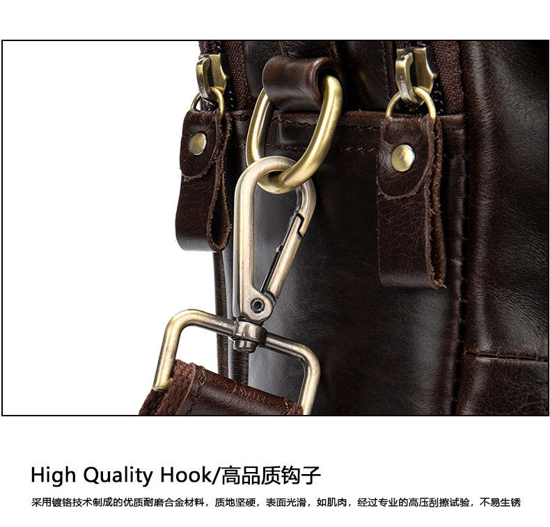 Túi đeo chéo nam da bò thật , túi đeo vai tiện dụng đựng iPad 10 inch — Cà phê, Cà phê đậm, Màu đen chi tiết 40