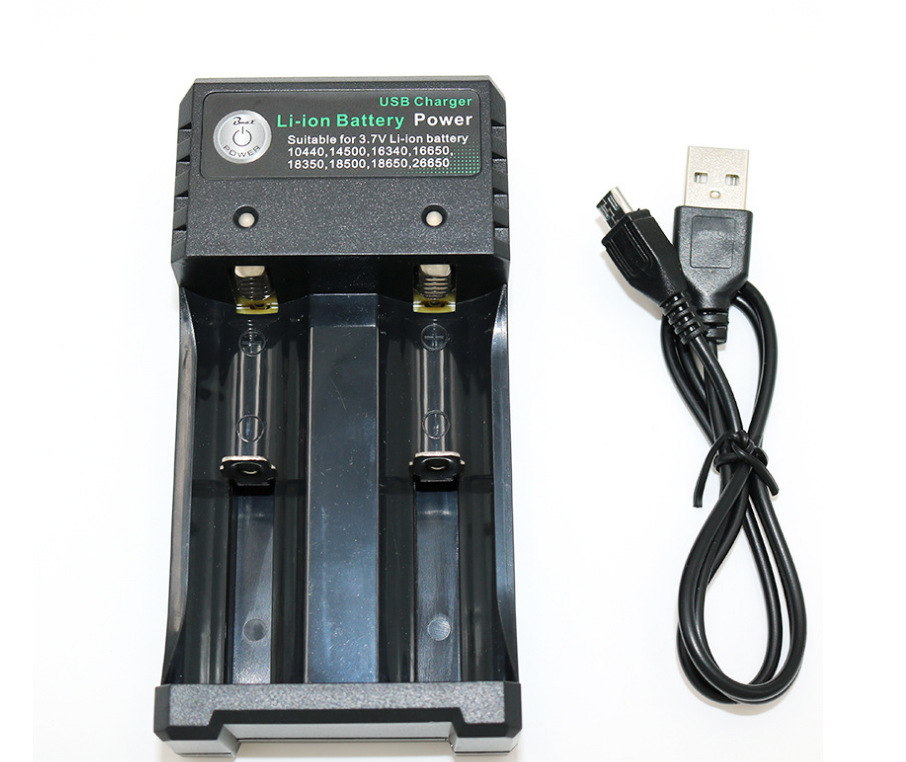 跨境18650充电器usb 3.7v独立充电 充电器双槽14500 21700 26650