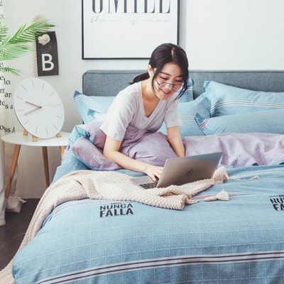 批发学生宿舍纯棉三件套 格子条纹纯棉四件套 可订制礼品纯棉套件