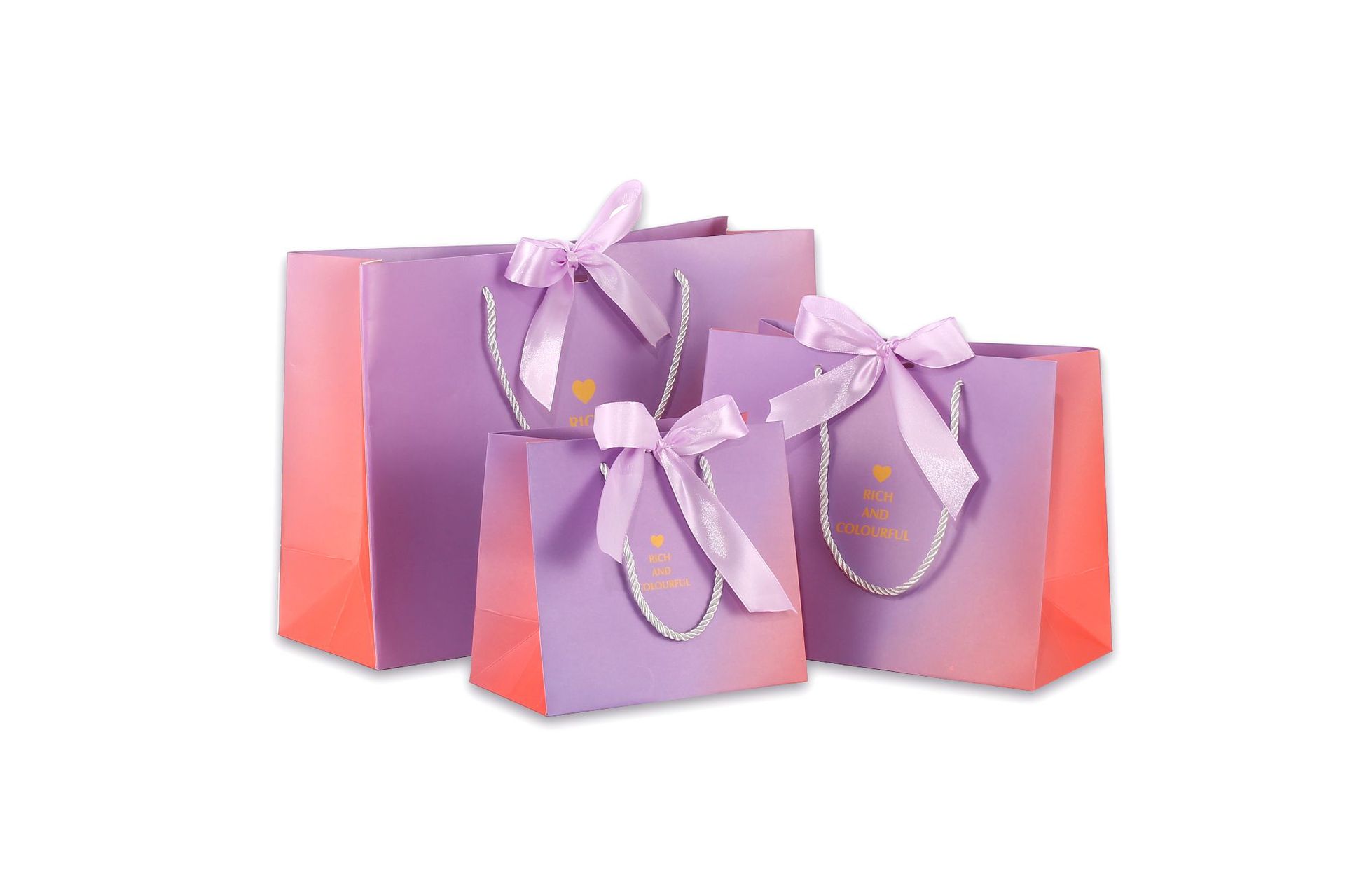 Bolso de empaquetado degradado púrpura bolsa de regalo degradado tienda de ropa bolso bolsa de papel bolsa de regalo con logotipo impreso