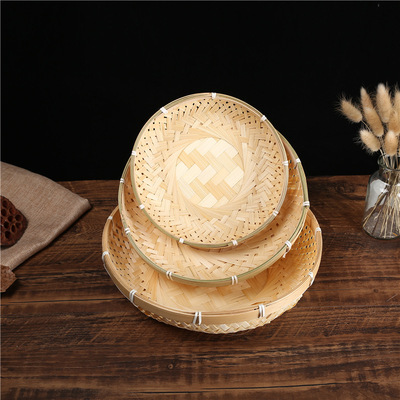 田园风水果篮竹编篮 食品面包零食收纳篮 手工编织竹篮子竹制品