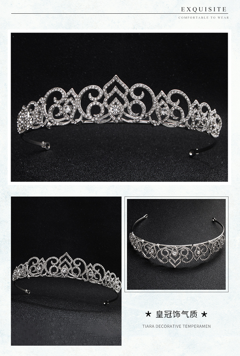 Nouvelle Couronne De Mariée Baroque En Alliage Creux Strass Coiffe De Mariage En Gros display picture 3