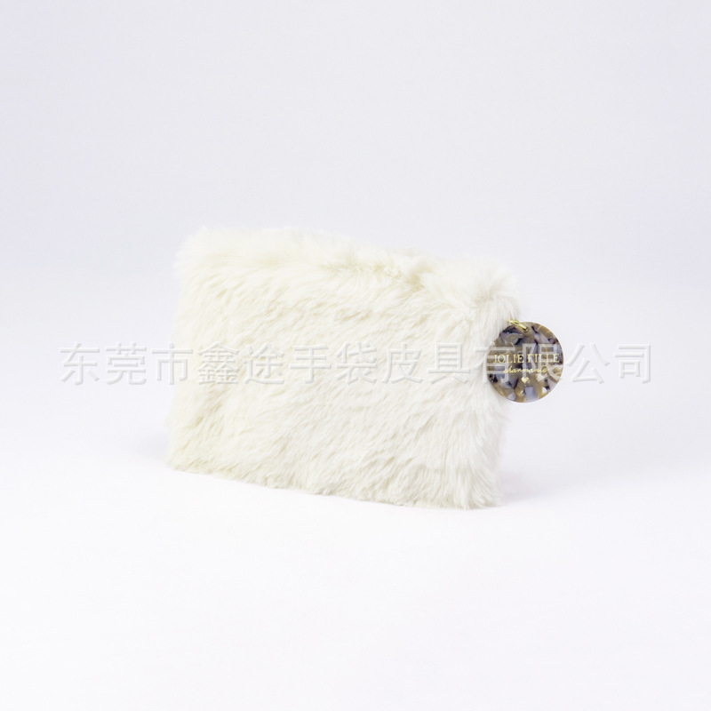 韩版小号时尚兔毛手拿包 逛街便捷口红包 零钱包化妆包定制