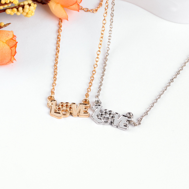 New  Fashion  Creative Letters Love Hollow Out Love Dog Claw Necklace Nihaojewelry Wholesale display picture 4