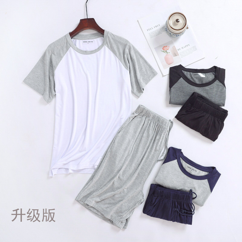 Spring and Summer Men's Raglan Stitching Modal Cotton Short-sleeved Shorts Pajamas Set Thin Casual Plus Size Home Clothes