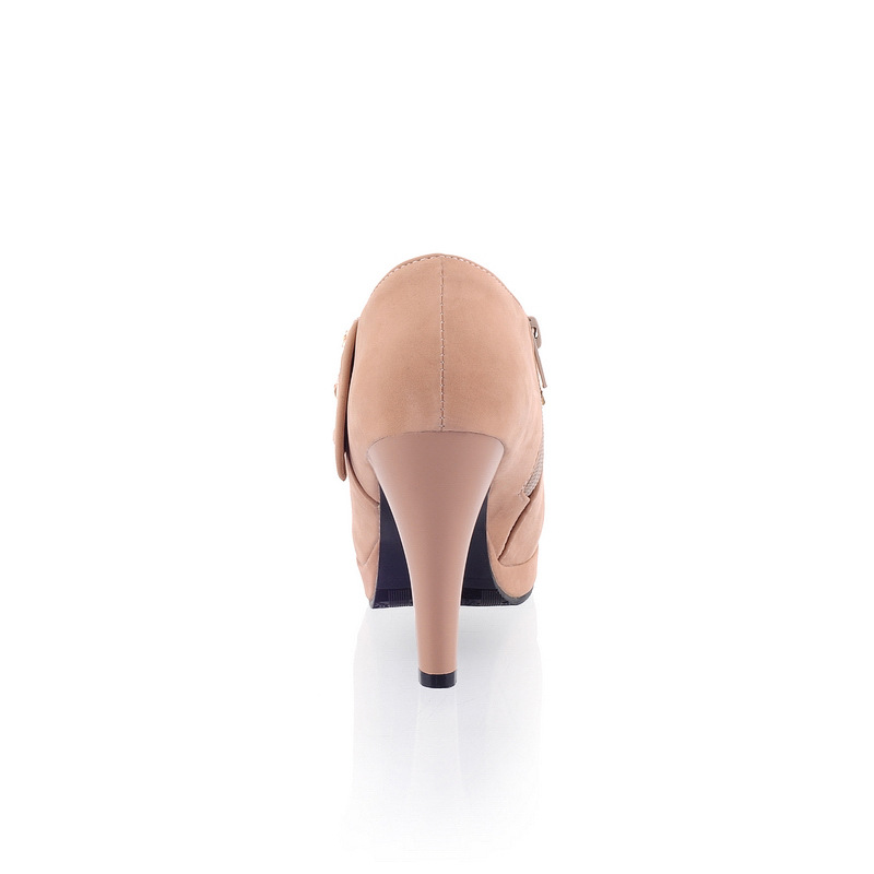 Elegant Matte Pu Platform High Heels With Rhinestone Bow Detail_voghion.com