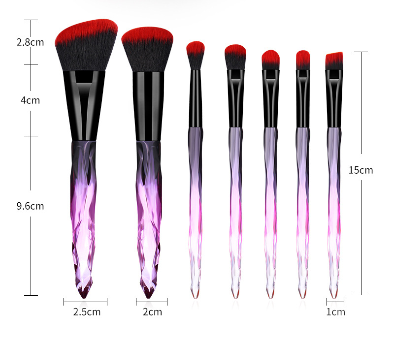 Trendy 5 Pcs 7 Pcs Transparent Acrylic Handle Pvc Bag Makeup Brush Set display picture 3