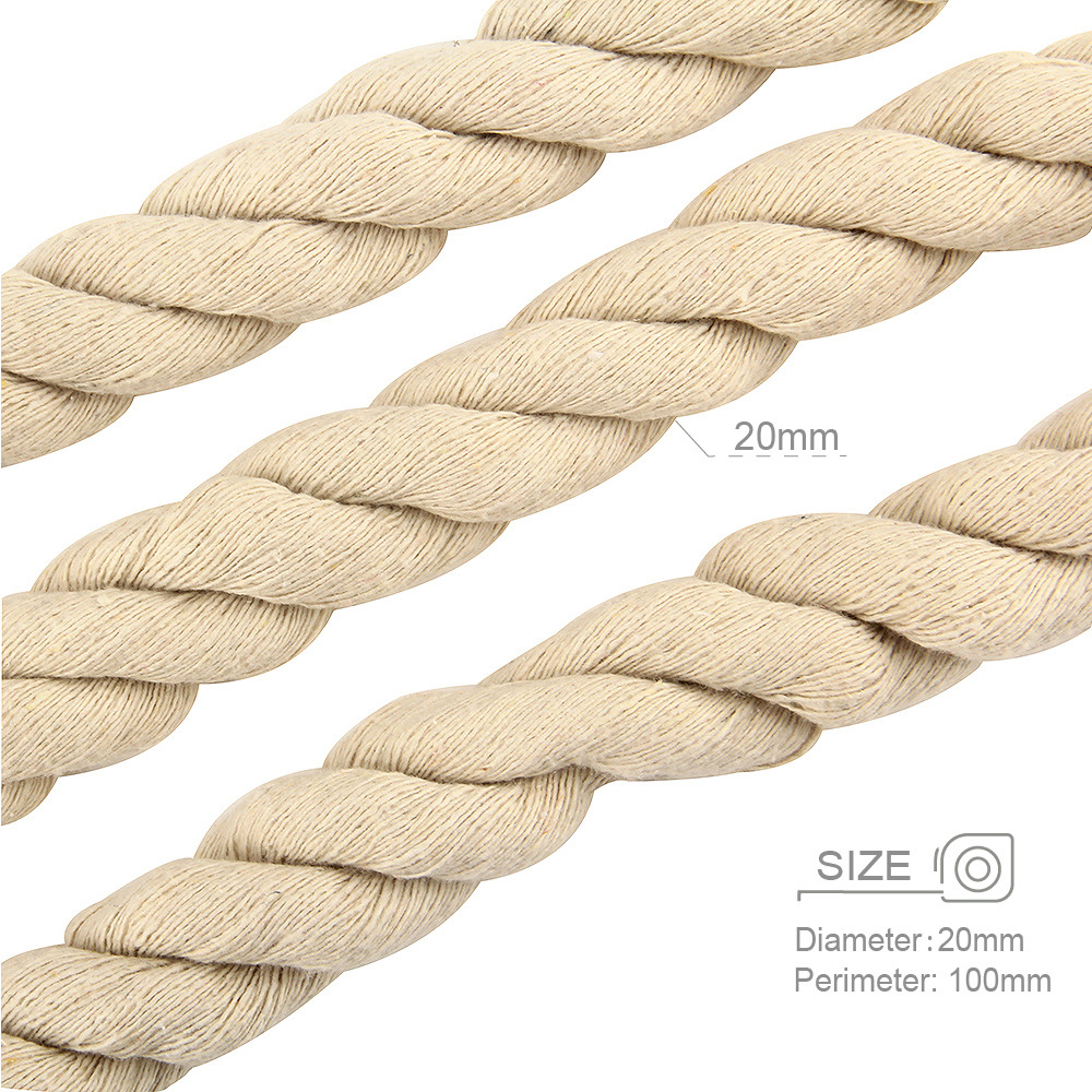 Hand-woven rope 3-strand thick cotton thread store decoration decoration 1 cm 0.5-20mm white black three-strand cotton rope
