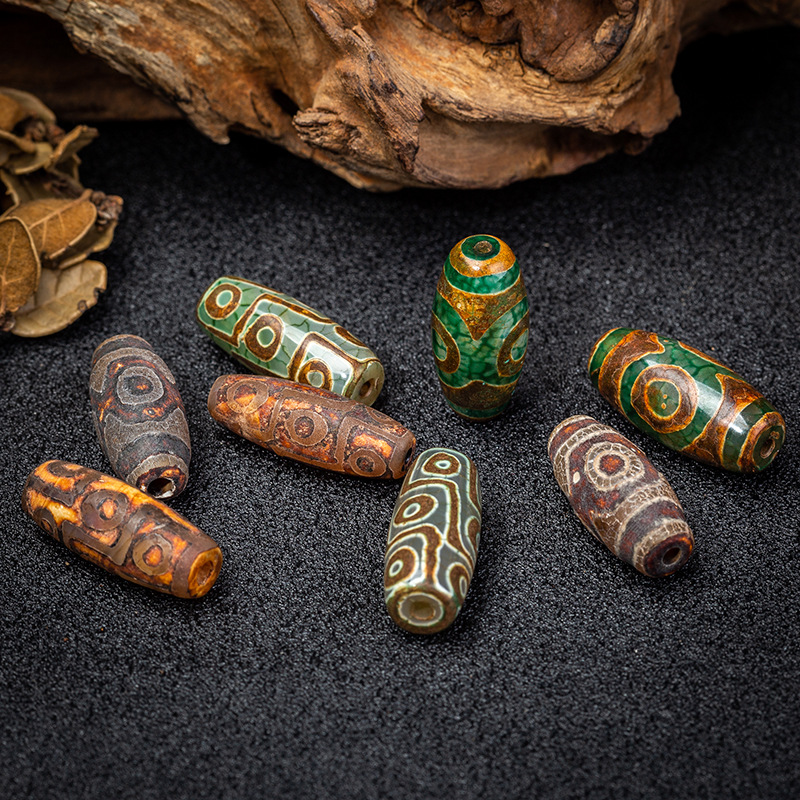 Dzi beads wholesale Buddha beads bracelet chain accessories old agate flying dragon bucket beads Tibetan retro three-eye and nine-eye Dzi beads
