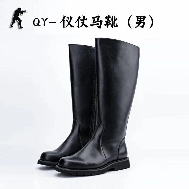 工廠直銷儀仗馬靴男女款護腳內側拉鏈頭層牛皮西漢透氣閱兵靴軍靴