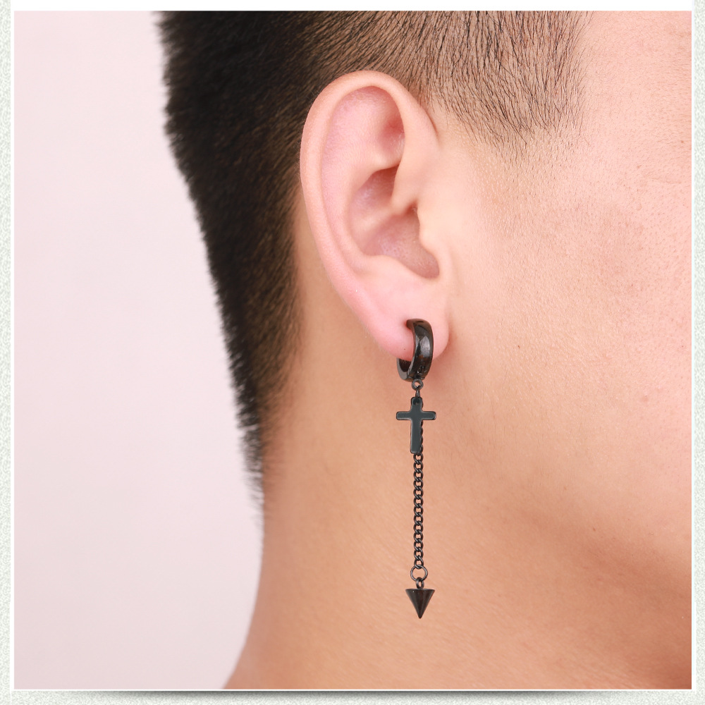 Simple Style Cross Titanium Steel Earrings Plating Stainless Steel Earrings 1 Piece display picture 5