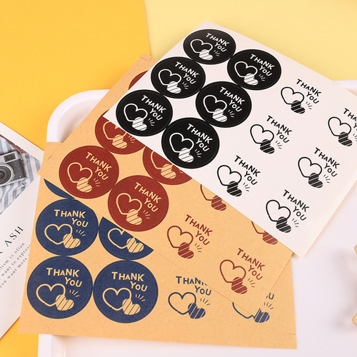 New Trend Thank You Round Sticker Wholesale THANK YOU Comic Sticker 12 Pcs Sealing Sticker