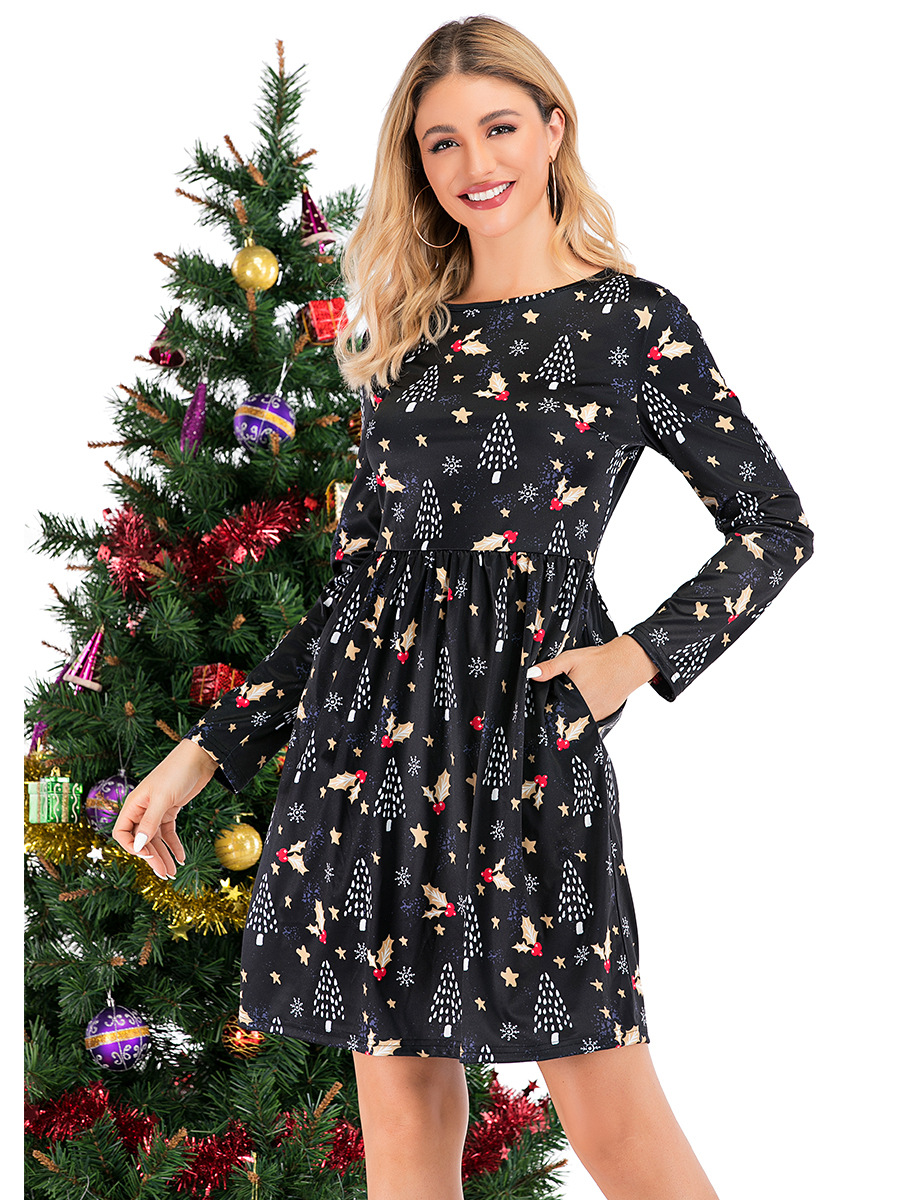 autumn and winter clothing long-sleeved printed skirt NSAL2064