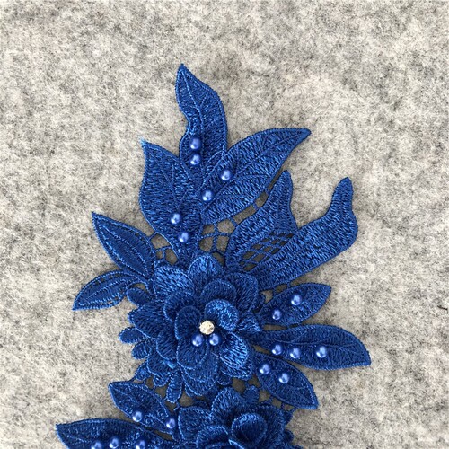 New Embroidery Three-dimensional Lace Collar Hollow Imitation Pearl Cloth Stickers DIY Applique Clothing Accessories Wholesale