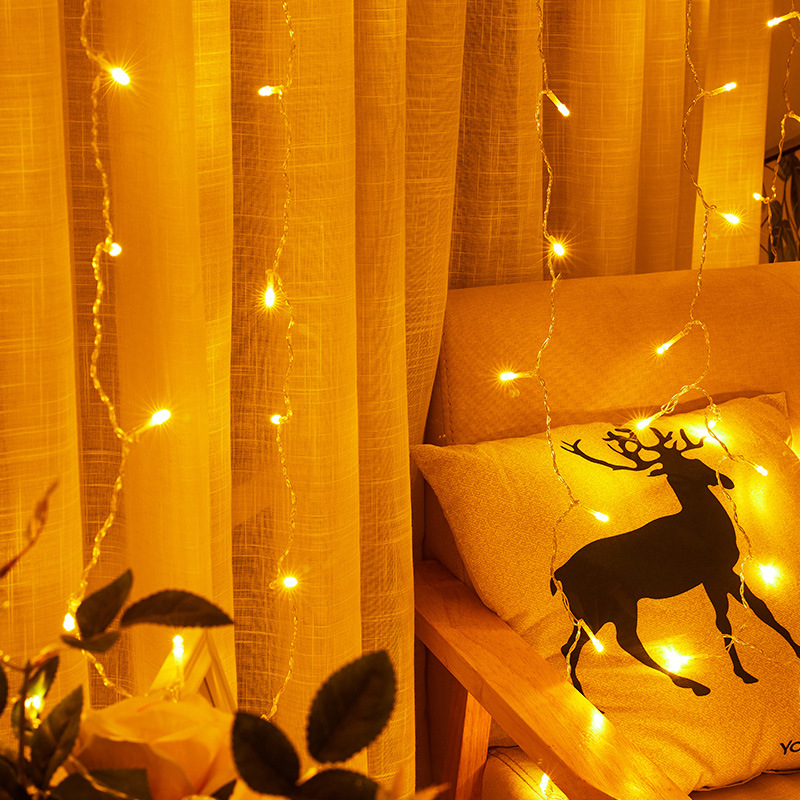 European and American LED curtain lights 3*3 meters 300 lights Christmas lights ice strips decorative lights colorful lights string manufacturers wholesale