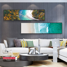 現代簡約大海裝飾畫長橫幅辦公室床頭掛畫客廳風景沙發牆壁畫晶瓷
