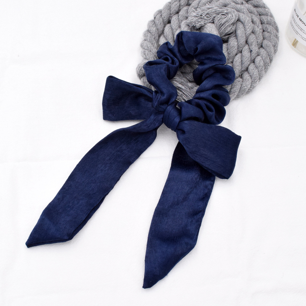 Simple Pure Color Satin Long Ribbon Hair Tie Ponytail Fabric Bow Elastic Rubber Band Head Rope Wholesale display picture 10