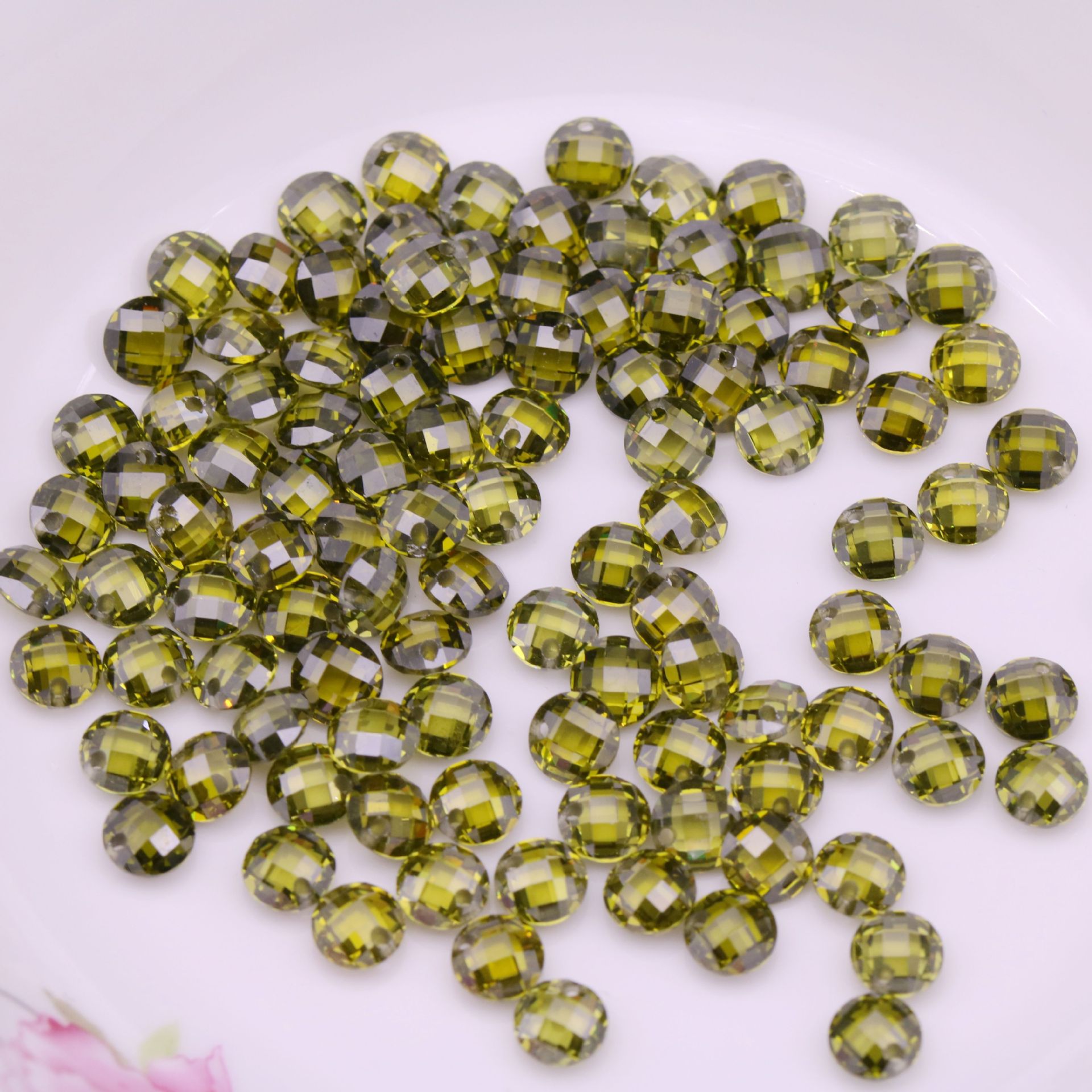 人工宝石之都 圆形双龟面彩色皓石3-10mm彩色锆石 机器打边孔宝石-阿里巴巴