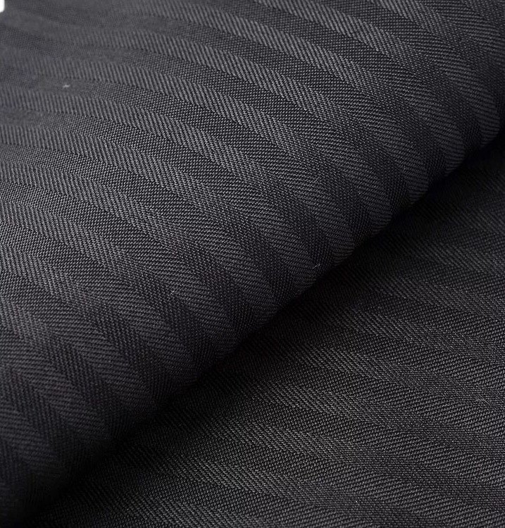 实力厂家涤棉133*72*58鱼骨纹黑色服装口袋布腰里布 鞋材家私箱包