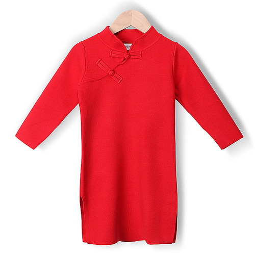 Chinese style Tang suit cashmere sweater children's sweater parent-child sweater red parent-child clothing mother and daughter clothing high-end winter