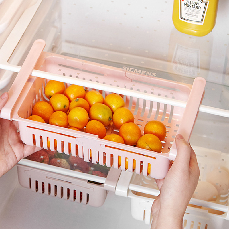 2019新款冰箱水果蔬菜塑料收纳盒挂篮保鲜盒厨房叠加储物篮沥水篮