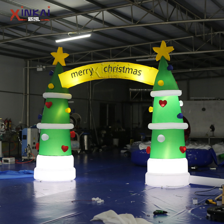 圣诞节商场开业庆典活动装饰布置拱门 圣诞树雪人灯光拱门立柱