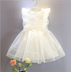 Korean Children's Wear 2022 Summer Collection: Sweet & Cute Ruffled Doll-Style Dress for Girls, Kids' Princess Gown