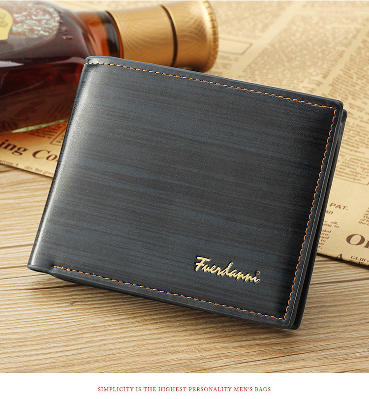 105g Weight Polyester Lining Material Open Closure Type Business, Travel Occasion Pu Leather Material Solid Color Pattern All Seasons Season Men'S Gender Basic Style Square Shape Blue Color New Men's Wallet Korean-style Short Wallet Glossy Wallet Fashion Loose-leaf Soft Leather Beauty Wallet Factory Wholesale 11
